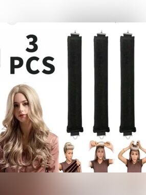 Amazon Black Heatless Spiral Hair Rollers - 3 Pack